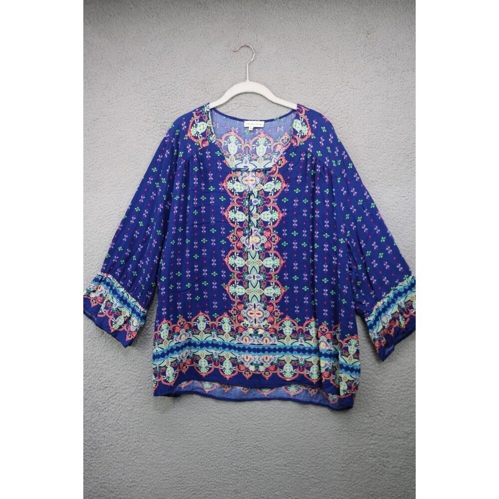 Adrienne Vittadini 3/4 Bell Sleeve Tunic-Size 3X-BOHO-Whimsigoth - Picture 1 of 12